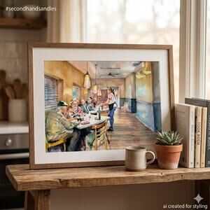 Yoshiko Murdick hand-painted watercolor restaurant  diner AMERICANA Signed 2019